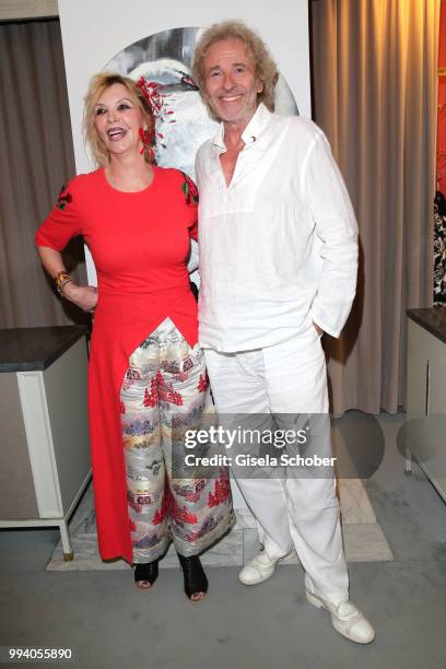 Thomas Gottschalk and his wife Thea Gottschalk during the 'Oper fuer alle - Parsifal' as part of the Munich Opera Festival at Nationaltheater on July...