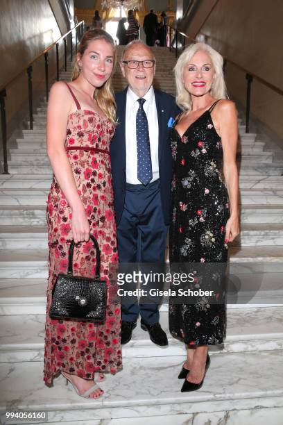 Joseph Vilsmaier with his partner Birgit Muth and her daughter Caroline Diekmann during the 'Oper fuer alle - Parsifal' as part of the Munich Opera...