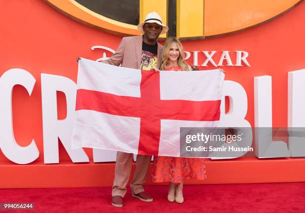 Holly Hunter and Samuel L Jackson attend the 'Incredibles 2' UK premiere at BFI Southbank on July 8, 2018 in London, England.