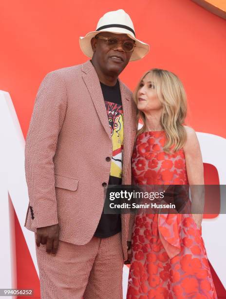 Holly Hunter and Samuel L Jackson attend the 'Incredibles 2' UK premiere at BFI Southbank on July 8, 2018 in London, England.