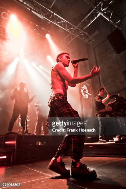 Singer Olly Alexander of the British band Years & Years performs live on stage during a concert at the Kesselhaus on July 8, 2018 in Berlin, Germany.