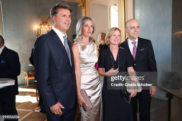 Harald Krueger, CEO BMW and his wife Martina Krueger, Nicolas Peter and his wife Nina Peter during the 'Oper fuer alle - Parsifal' as part of the...