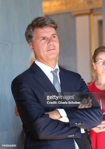 Harald Krueger, CEO BMW during the 'Oper fuer alle - Parsifal' as part of the Munich Opera Festival at Nationaltheater on July 8, 2018 in Munich,...