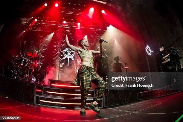 Singer Olly Alexander of the British band Years & Years performs live on stage during a concert at the Kesselhaus on July 8, 2018 in Berlin, Germany.