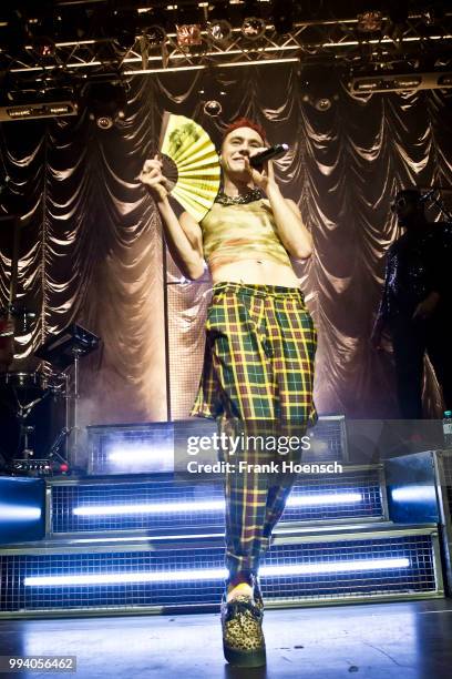 Singer Olly Alexander of the British band Years & Years performs live on stage during a concert at the Kesselhaus on July 8, 2018 in Berlin, Germany.