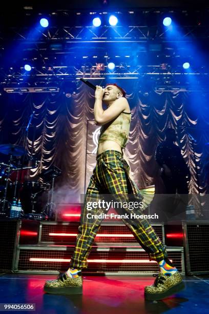 Singer Olly Alexander of the British band Years & Years performs live on stage during a concert at the Kesselhaus on July 8, 2018 in Berlin, Germany.