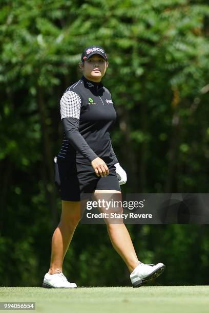 Ariya Jutanugarn of Thailand walks down the first fairway during the final round of the Thornberry Creek LPGA Classic at Thornberry Creek at Oneida...