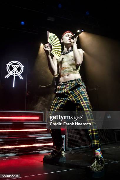 Singer Olly Alexander of the British band Years & Years performs live on stage during a concert at the Kesselhaus on July 8, 2018 in Berlin, Germany.