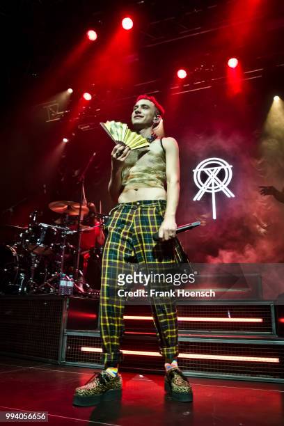 Singer Olly Alexander of the British band Years & Years performs live on stage during a concert at the Kesselhaus on July 8, 2018 in Berlin, Germany.