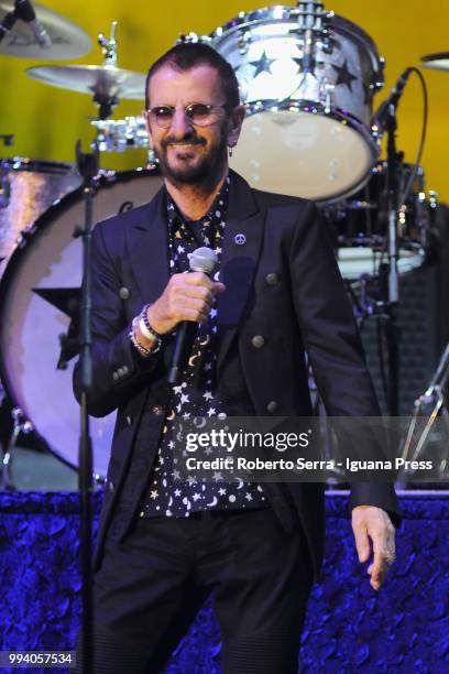 English musician and author Sir Richard Starkey performs on stage with his All Stars during Lucca Summer Festival at Piazza Napoleone on July 8, 2018...