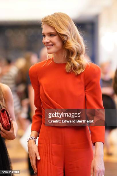 Natalia Vodianova attends the Ulyana Sergeenko Haute Couture Fall Winter 2018/2019 show as part of Paris Fashion Week on July 3, 2018 in Paris,...