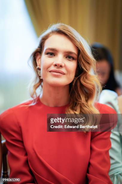 Natalia Vodianova attends the Ulyana Sergeenko Haute Couture Fall Winter 2018/2019 show as part of Paris Fashion Week on July 3, 2018 in Paris,...