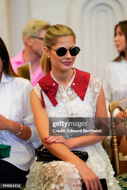 Lala Rudge attends the Ulyana Sergeenko Haute Couture Fall Winter 2018/2019 show as part of Paris Fashion Week on July 3, 2018 in Paris, France.