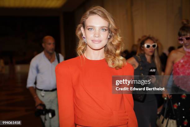 Natalia Vodianova attends the Ulyana Sergeenko Haute Couture Fall Winter 2018/2019 show as part of Paris Fashion Week on July 3, 2018 in Paris,...