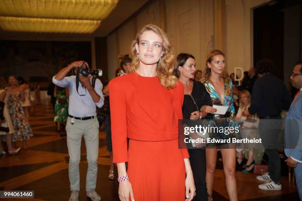 Natalia Vodianova attends the Ulyana Sergeenko Haute Couture Fall Winter 2018/2019 show as part of Paris Fashion Week on July 3, 2018 in Paris,...