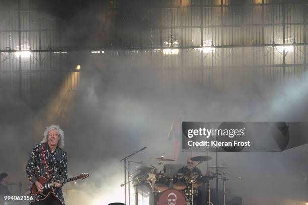 Brian May of Queen performs at Marlay Park on July 8, 2018 in Dublin, Ireland.