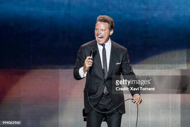 Luis Miguel performs in concert at Palau Sant Jordi on July 8, 2018 in Barcelona, Spain.
