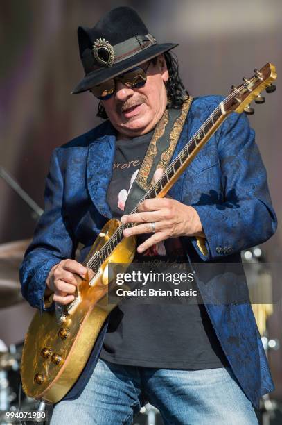 Carlos Santana of Santana performs live at Barclaycard present British Summer Time Hyde Park at Hyde Park on July 8, 2018 in London, England.