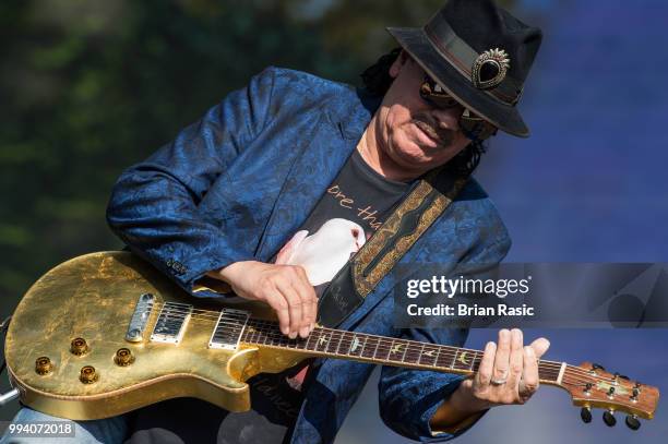 Carlos Santana of Santana performs live at Barclaycard present British Summer Time Hyde Park at Hyde Park on July 8, 2018 in London, England.