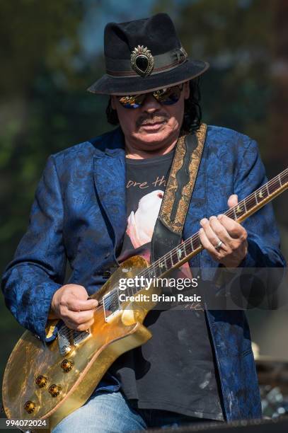 Carlos Santana of Santana performs live at Barclaycard present British Summer Time Hyde Park at Hyde Park on July 8, 2018 in London, England.