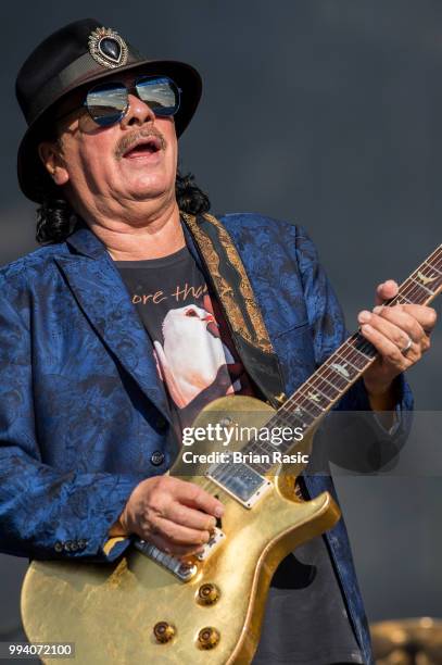 Carlos Santana of Santana performs live at Barclaycard present British Summer Time Hyde Park at Hyde Park on July 8, 2018 in London, England.