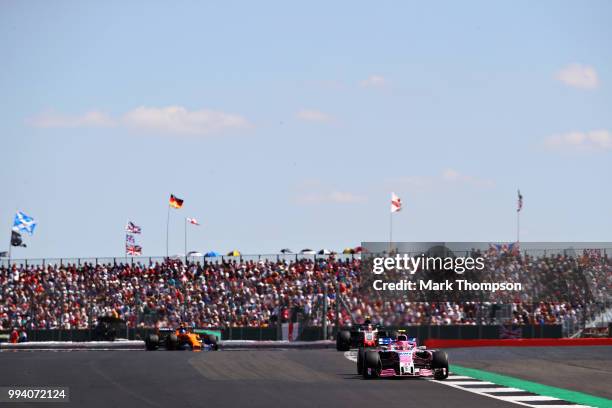 Esteban Ocon of France driving the Sahara Force India F1 Team VJM11 Mercedes on track during the Formula One Grand Prix of Great Britain at...