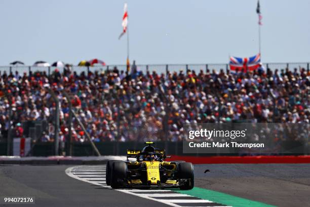 Carlos Sainz of Spain driving the Renault Sport Formula One Team RS18 on track during the Formula One Grand Prix of Great Britain at Silverstone on...