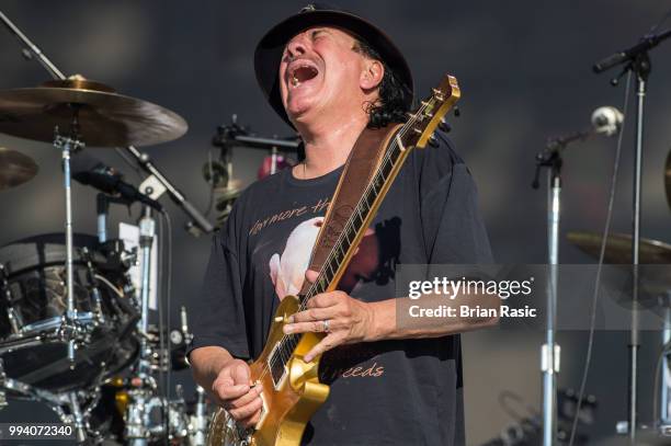 Carlos Santana of Santana performs live at Barclaycard present British Summer Time Hyde Park at Hyde Park on July 8, 2018 in London, England.