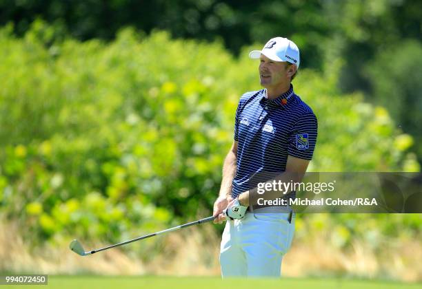 Brandt Snedeker hits his second shot on the second hole during the fourth and final round of A Military Tribute At The Greenbrier held on The Old...