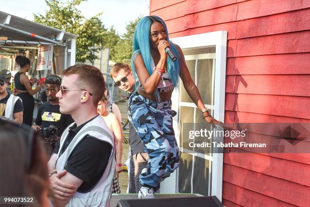 Lady Leshurr performs an intimate set at the Smirnoff House during Day 3 of Wireless Festival 2018 at Finsbury Park on July 8, 2018 in London,...