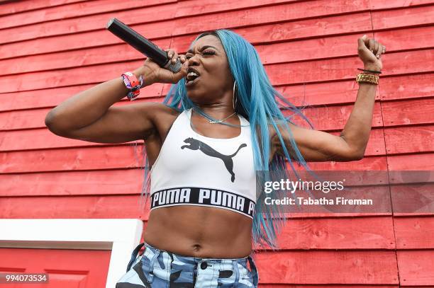 Lady Leshurr performs an intimate set at the Smirnoff House during Day 3 of Wireless Festival 2018 at Finsbury Park on July 8, 2018 in London,...