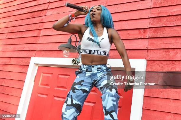 Lady Leshurr performs an intimate set at the Smirnoff House during Day 3 of Wireless Festival 2018 at Finsbury Park on July 8, 2018 in London,...