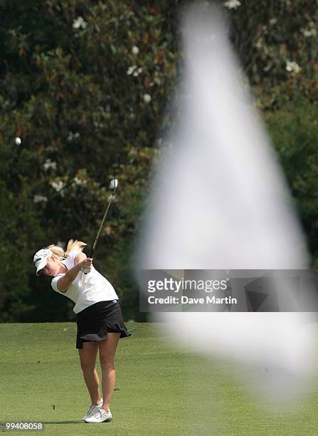 Brittany Lincicome hits her approach shot to the ninth hole during second round play in the Bell Micro LPGA Classic at the Magnolia Grove Golf Course...