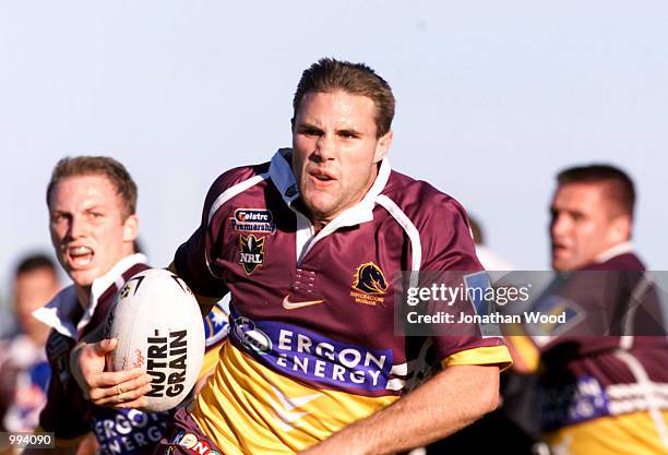 Dane Carlaw of the Broncos in action during the round 19 NRL match between the Brisbane Broncos and the New Zealand Warriors played at the Carrara...
