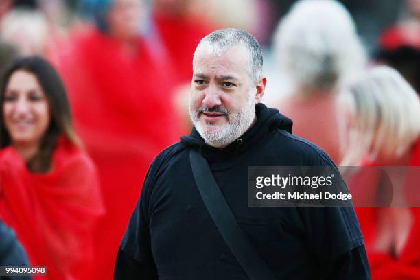 Spencer Tunick instructs participants to pose as part of Spencer Tunick's nude art installation Return of the Nude on July 9, 2018 in Melbourne,...