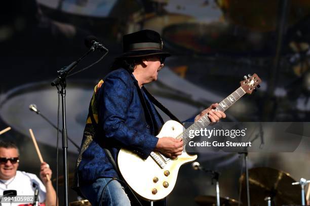 Carlos Santana performs on the Great Oak stage at Barclaycard Presents British Summer Time Hyde Park at Hyde Park on July 8, 2018 in London, England.