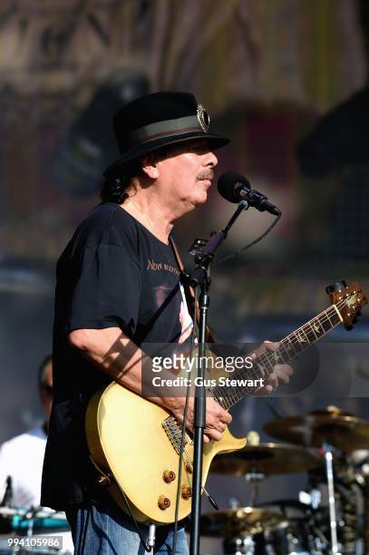 Carlos Santana performs on the Great Oak stage at Barclaycard Presents British Summer Time Hyde Park at Hyde Park on July 8, 2018 in London, England.