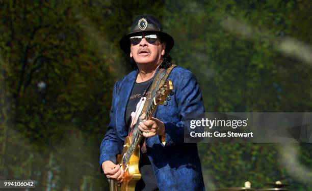 Carlos Santana performs on the Great Oak stage at Barclaycard Presents British Summer Time Hyde Park at Hyde Park on July 8, 2018 in London, England.