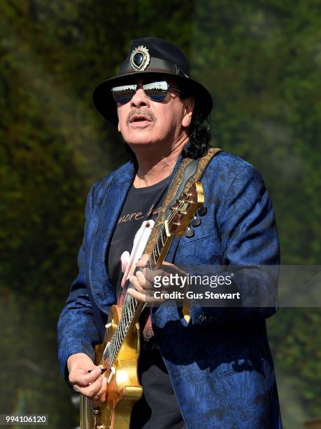 Carlos Santana performs on the Great Oak stage at Barclaycard Presents British Summer Time Hyde Park at Hyde Park on July 8, 2018 in London, England.
