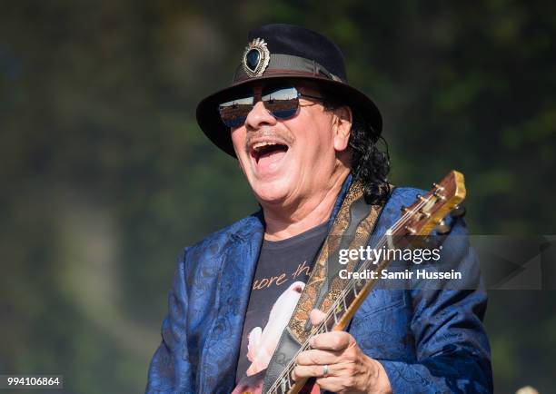 Carlos Santana of Santana performs live at Barclaycard present British Summer Time Hyde Park at Hyde Park on July 8, 2018 in London, England.