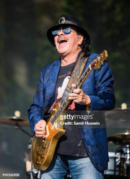 Carlos Santana of Santana performs live at Barclaycard present British Summer Time Hyde Park at Hyde Park on July 8, 2018 in London, England.
