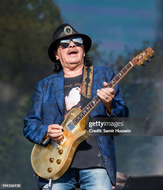 Carlos Santana of Santana performs live at Barclaycard present British Summer Time Hyde Park at Hyde Park on July 8, 2018 in London, England.