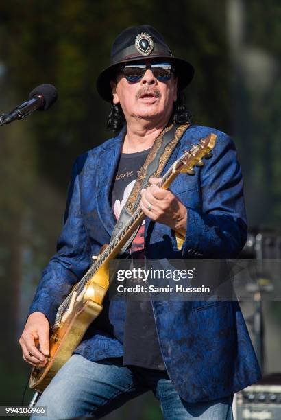 Carlos Santana of Santana performs live at Barclaycard present British Summer Time Hyde Park at Hyde Park on July 8, 2018 in London, England.