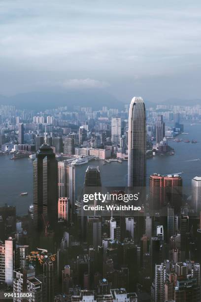 skyline of hong kong cityscape - hao stock pictures, royalty-free photos & images