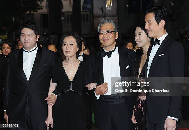 Producer Jason Chae, actress Yuh-Jung Youn, writer/director Sang-Soo Im, actress Do-yeon Jeon and actor Jung-Jae Lee attend attends the Premiere of...