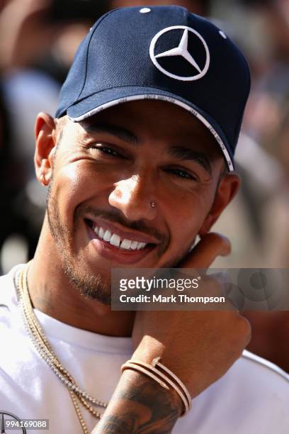 Lewis Hamilton of Great Britain and Mercedes GP is pictured during the launch of the Tata Communications 2018 F1 Innovation Prize during the Forumula...