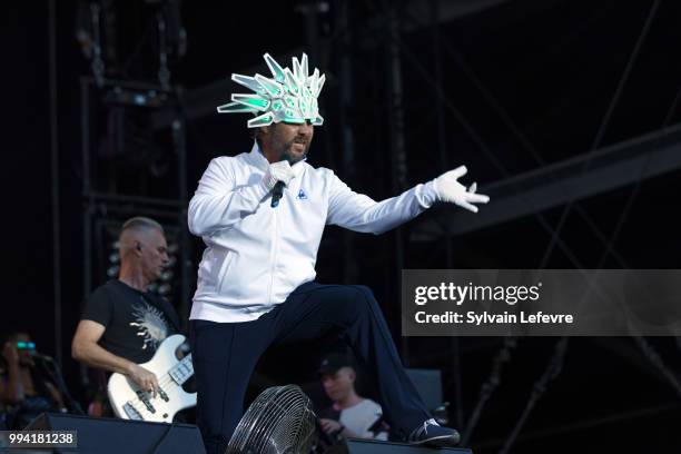 Jamiroquai's singer Jay Kay performs with his band during Arras' Main Square Festival, day three, on July 8, 2018 in Arras, France.