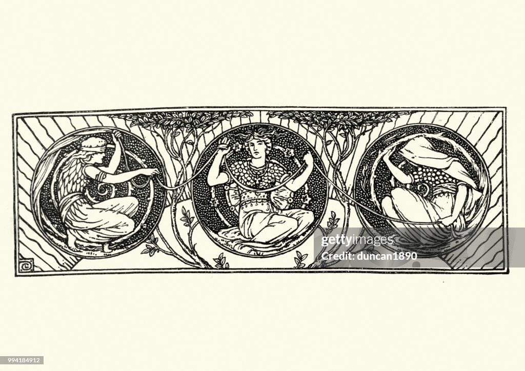 Classical mythological scene Three Fates