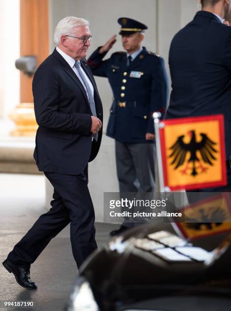 German President Frank-Walter Steinmeier gets into a limousine after his talk with the Czech Republic Milo· Zeman at the Prague Castle in Prague,...