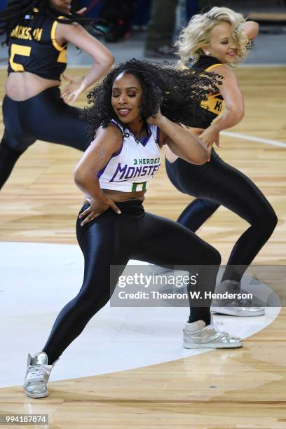 Dancers perform during week three of the BIG3 three on three basketball league game at ORACLE Arena on July 6, 2018 in Oakland, California.